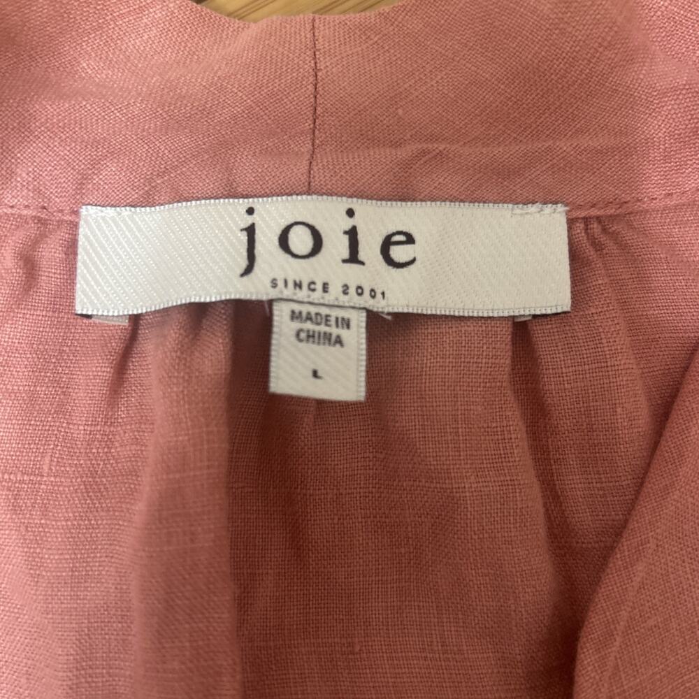 Joie Stevie Pink Linen Cut Out Midi Dress Boho Cottagecore Beach Party Sz L - Picture 5 of 7